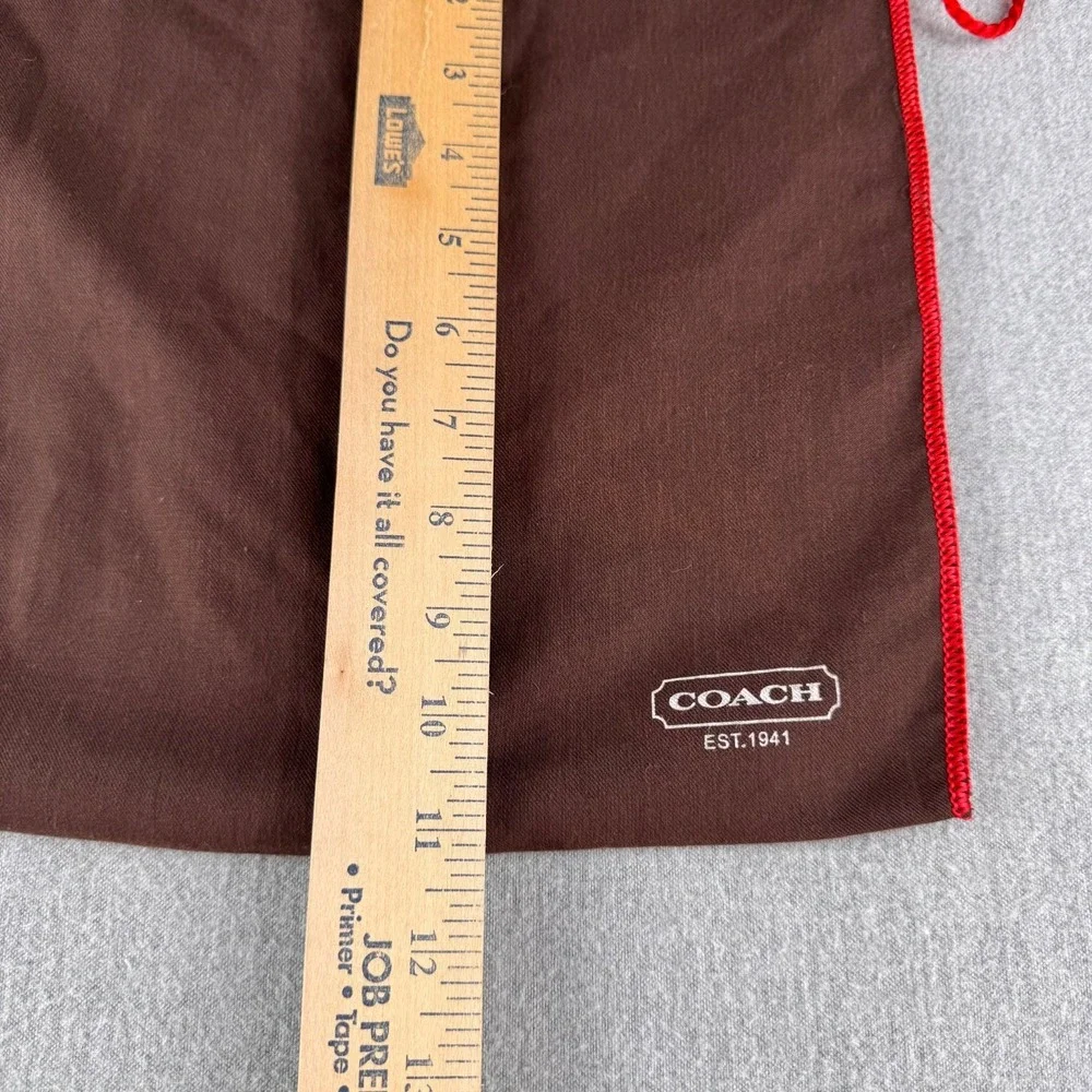 Coach Dust Bag Brown Red Trim Drawstring Storage Pouch Red Trim 13.5